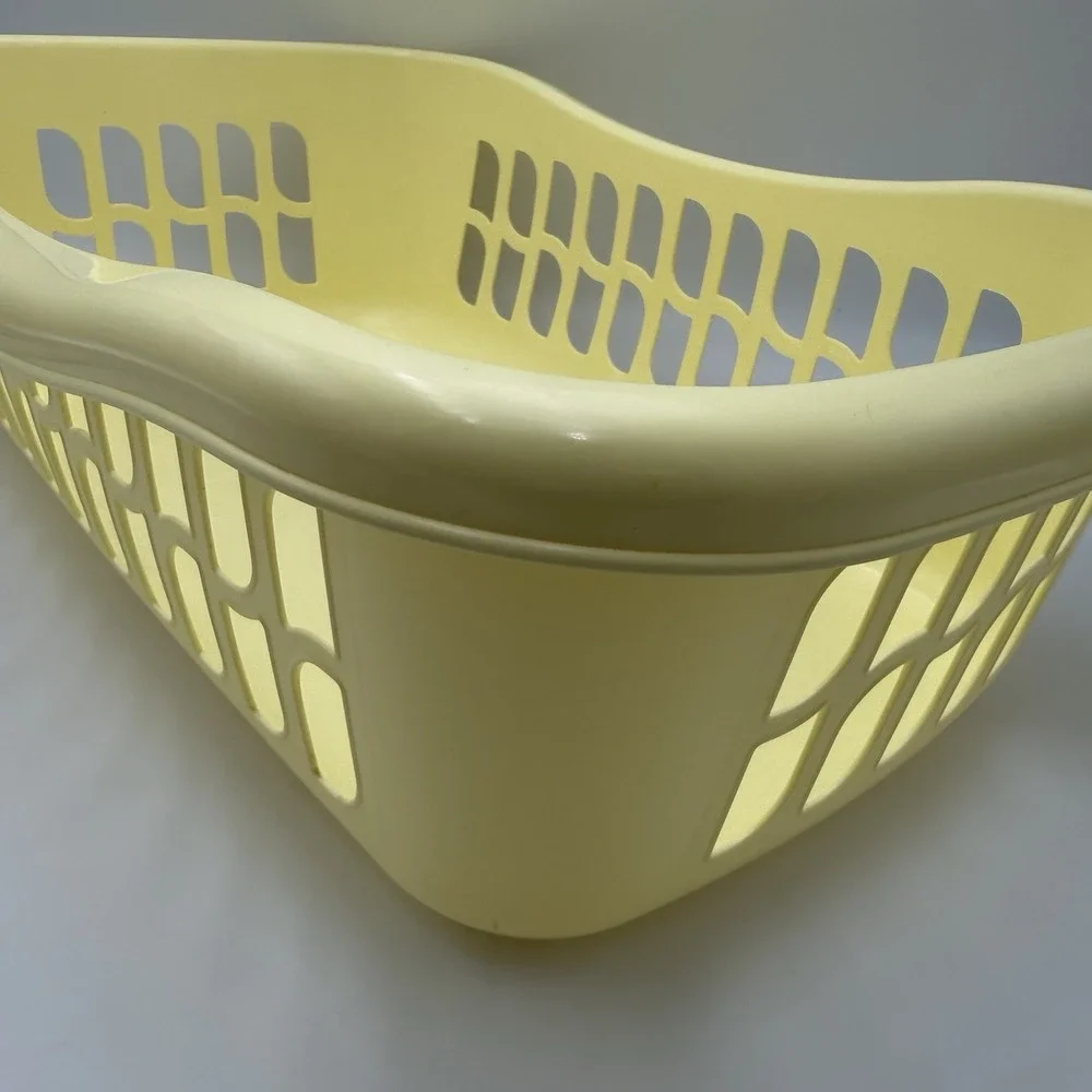 Yellow Laundry‎ Basket Handles Sturdy Prop Shallow Butter Yellow